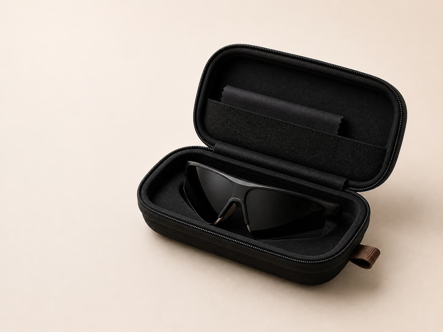 Open protective case with sports smart eyewear